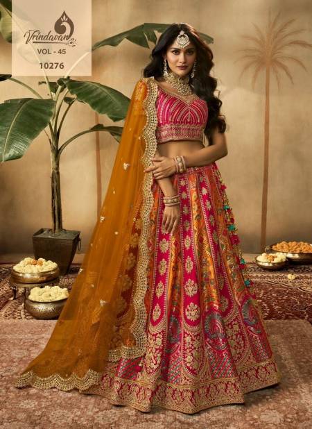 Mustard And Pink Colour Vrindavan Vol 45 By Royal Banarasi Silk Bridal Lehenga Choli Wholesale Online 10276