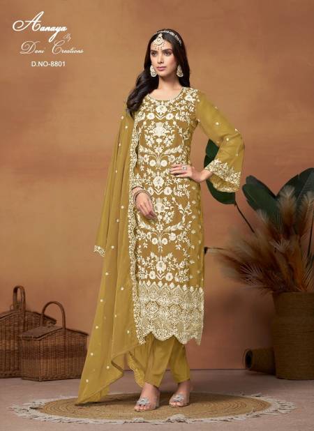 Mustard Colour Aanaya Vol 188 By Twisha By Twisha Designer Soft Organza Wedding Wholesale Salwar Suit Manufacturers 8801