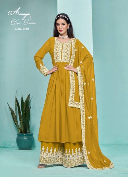 Mustard Colour Aanaya Vol 196 By Twisha Designer Faux Georgette Sharara Suit Wholesale Online 9601