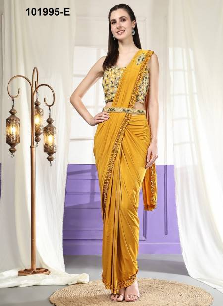 Mustard Colour Amoha 101995 A To E Imported Ready to Wear Sarees Online Wholesale 101995-E