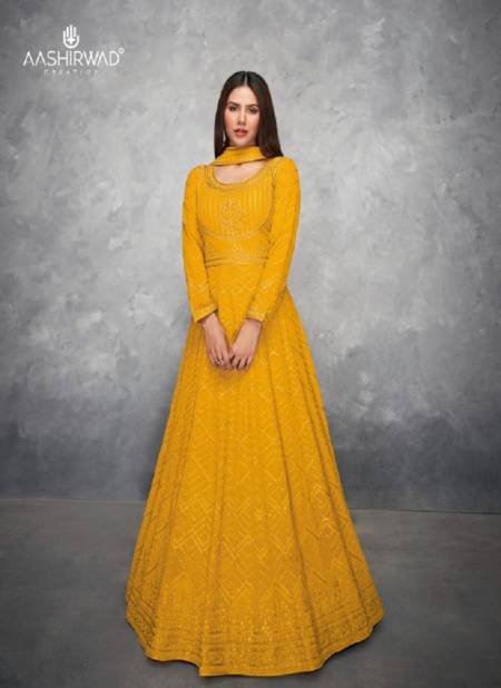 Mustard Colour Anamika By Aashirwad Gown Catalog 8632