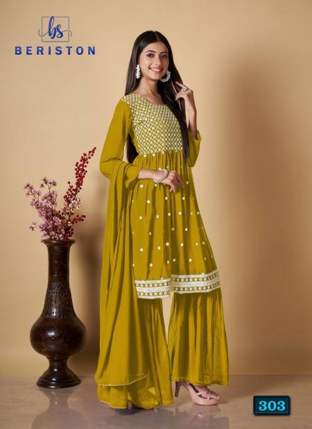 Mustard Colour BS Vol 3 By Beriston Readymade Suits Catalog 303