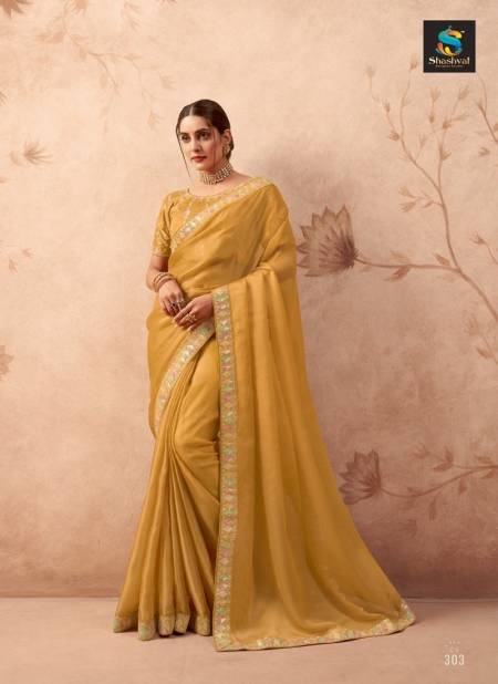 Mustard Colour Charvi Vol 3 By Shashvat Fancy Embroidery Saree Wholesale In India CV303