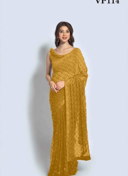 Mustard Colour Chokadi By Fashion Berry Party Wear Saree Catalog 114