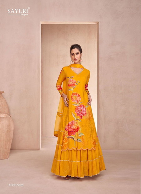 Mustard Colour Dahleez By Sayuri Printed Mulslin Readymade Suits Wholesale Market In Surat 5526