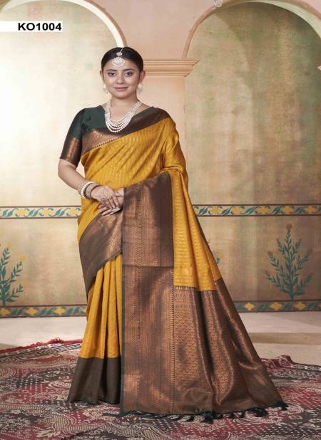 Mustard Colour Koyal By 3 Of Kubera Pattu Kanjivaram Silk Wholesale Shop In Surat KO1004