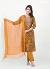 Mustard Colour Label Khoj 805 A To 805 C Model Kurti With Bottom Dupatta Exporters In India 805A