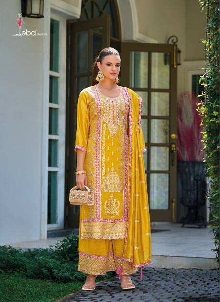 Mustard Colour Lffat By Eba Premium Silk Embroidery Readymade Plazzo Suits Suppliers In India 1701