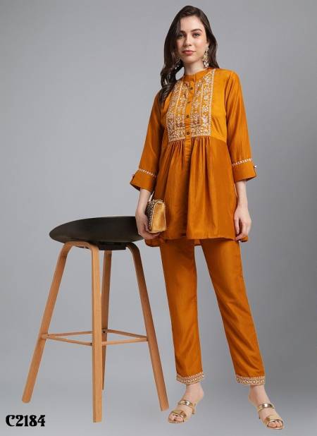 Mustard Colour Maanushi By Mahotsav Chinon Western Wear Co Set Manufacturers C2184