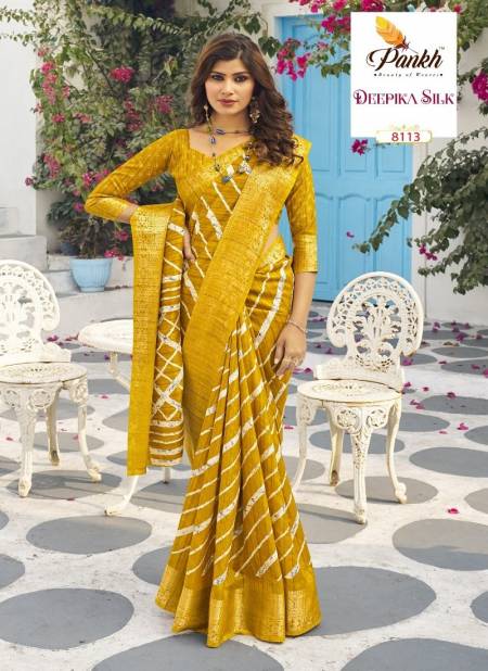 Mustard Colour Mahak By Pankh Munga Silk Printed Designer Saree Wholesale Market In Surat With Price 8113