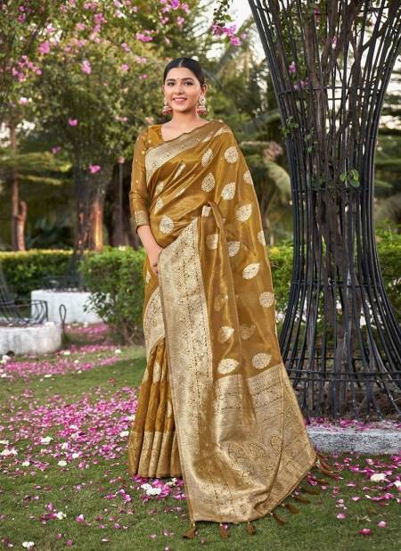 Mustard Colour Maheen Silk By Monjolika Silk Wedding Saree Wholesale Price In Surat 6802