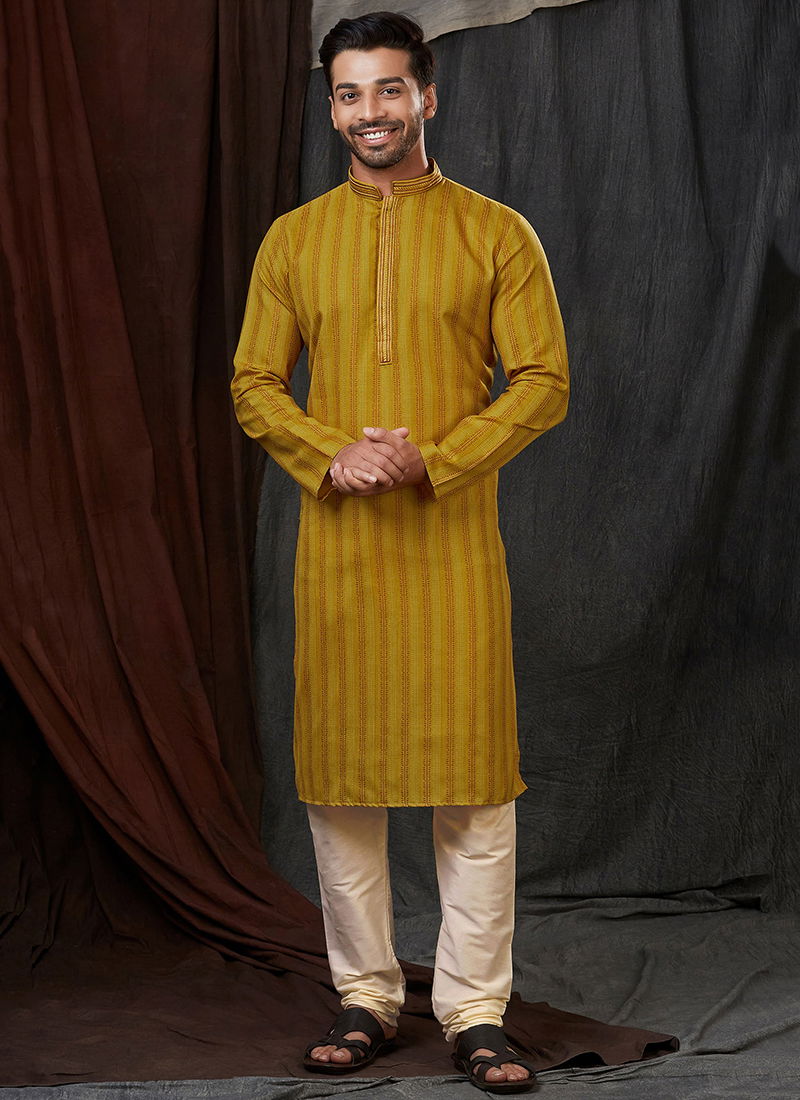 Mustard Colour Meherba By Styleroof Festive Wear Kurta Pajama Catalog 1553 8