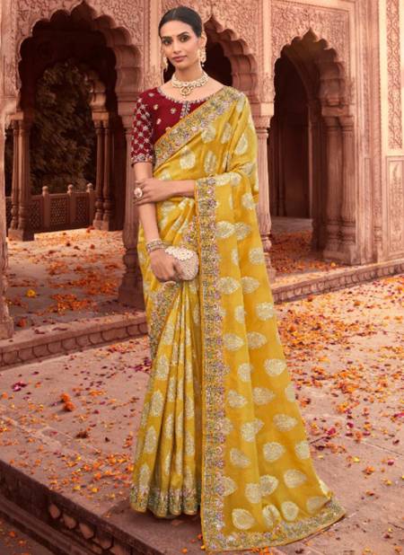 Mustard Colour Naksh Mahaveera Wedding Sarees Catalog 2103