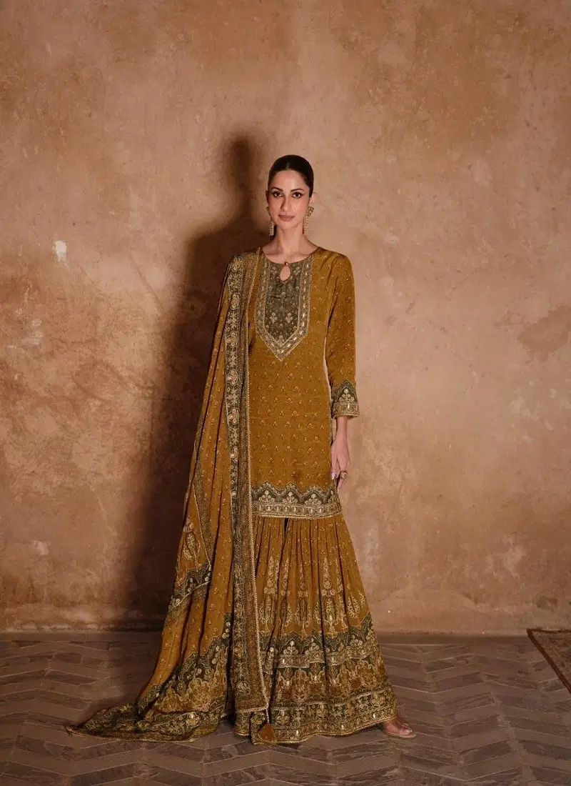 Mustard Colour Noorani By Sayuri Crepe Silk Designer ReadyMade Wholesale Online 5456