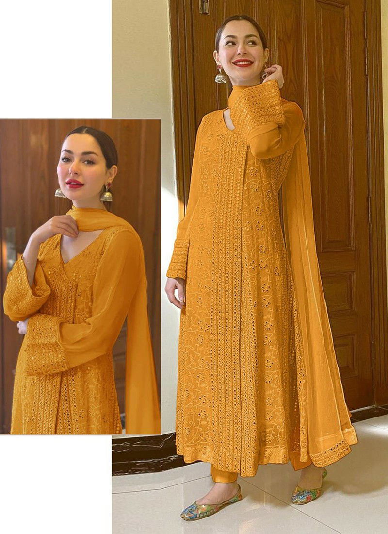 Mustard Colour R 346 Designer Wholesale Anarkali Salwar Suit Catalog R 346 I