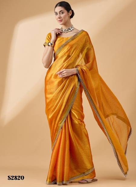 Mustard Colour Radha By Mahotsav Organza Stone Work Designer Bulk Sarees Orders In India S2820