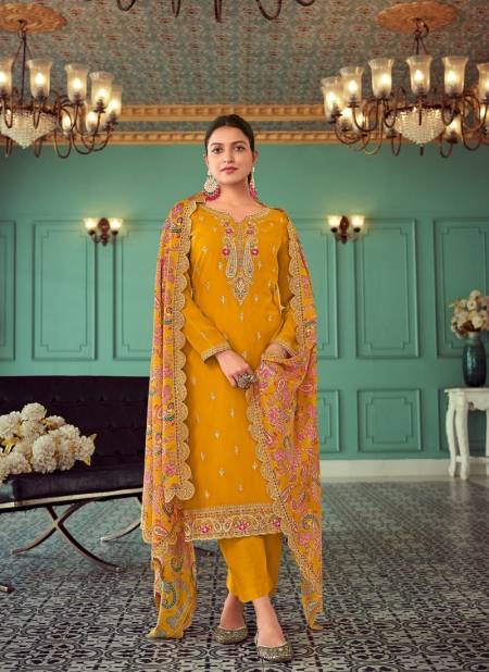 Mustard Colour Raheda By Radha Trendz Georgette Embroidery Salwar Kameez Suppliers In India 1191