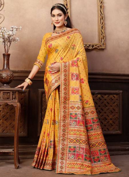 Mustard Colour Rajwadi Silk Wholesale Ethnic Wear Silk Saree Catalog 1258 D