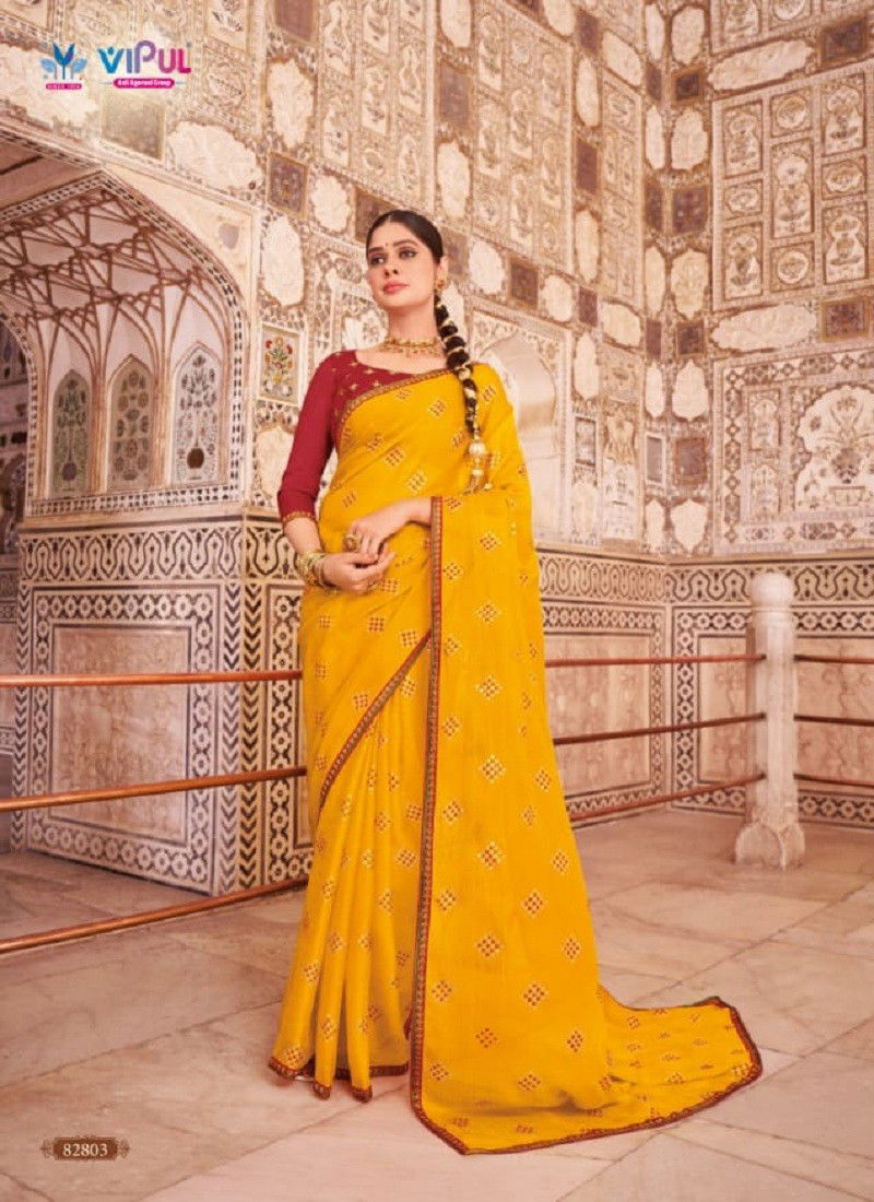 Mustard Colour Roshni Vol 2 By Vipul Chiffon Wholesale Sarees In India 82803