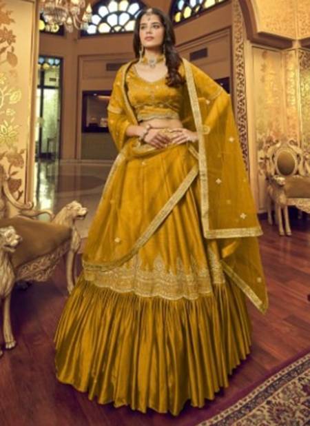 Mustard Colour Royal Wedding Wear Wholesale Designer Lehenga Choli 1402