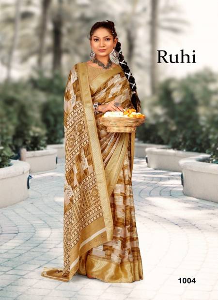 Mustard Colour Ruhi By Mahamani 1001 TO 1006 Series Heavy moss Wear Sarees Wholesale Market In Surat 1004