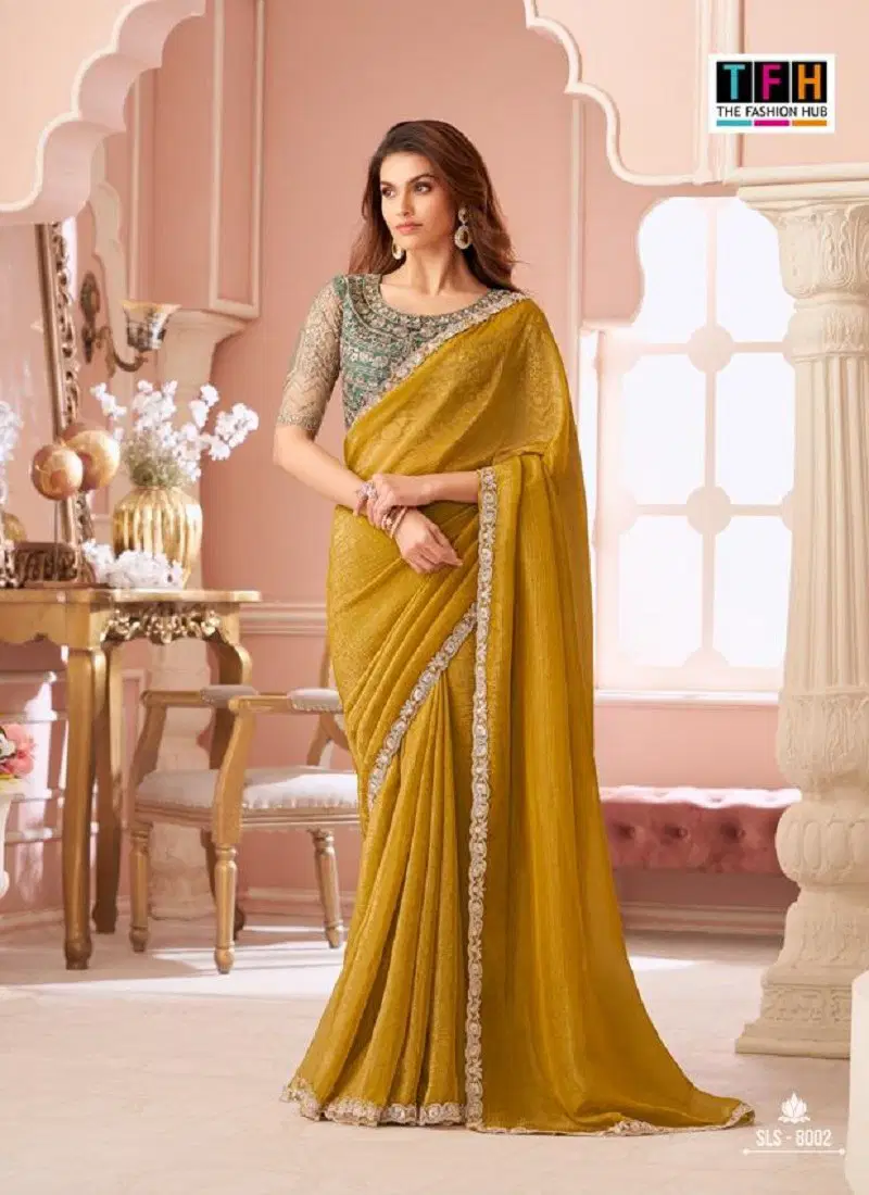 Mustard Colour Salsa Style 4 By TFH Party Wear Sarees Suppliers In India SLS-8002