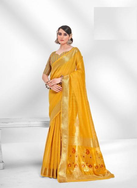 Mustard Colour Salsaa Cotton By Rajpath Designer Sareee Catalog 137006