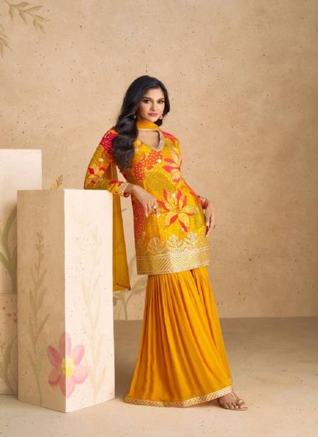 Mustard Colour Sangam By Sayuri Chinon Silk Sharara Readymade Suits Wholesale Shop In Surat 5540