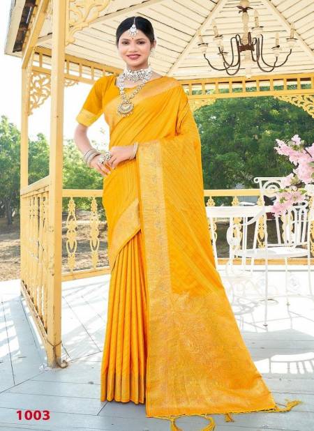 Mustard Colour Sidhiksha Satin By Bunawat Wedding Wear Silk Wholesale Sarees Manufactures 1003