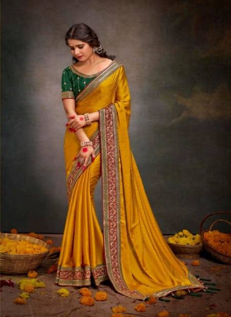 Mustard Colour Silk Sanchi By Suma Designer Occasion Wear Saree Wholesale Shop In Surat 3008