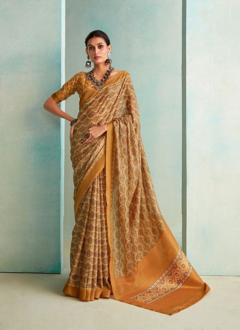 Mustard Colour Suchitra Silk By Rajpath Handloom Weaving Saree Wholesale Online 360006