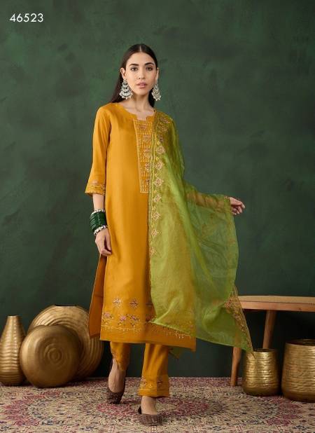 Mustard Colour Swapna By Mahotsav Embroidery Kurti With Bottom Dupatta Suppliers In India 46523