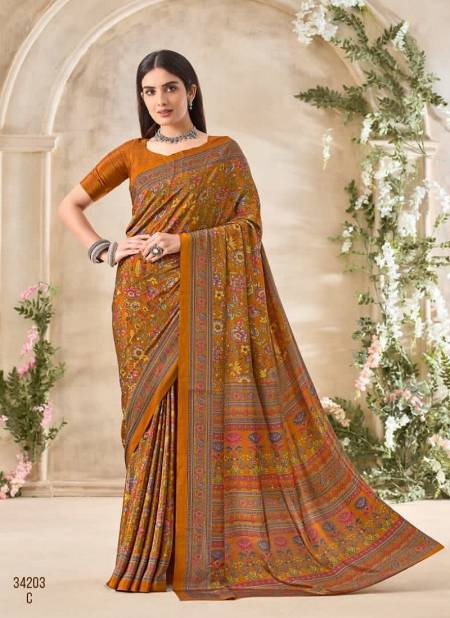 Mustard Colour Vivanta Silk 35 By Ruchi Silk Crepe Printed Wholesale Sarees In India 34203C