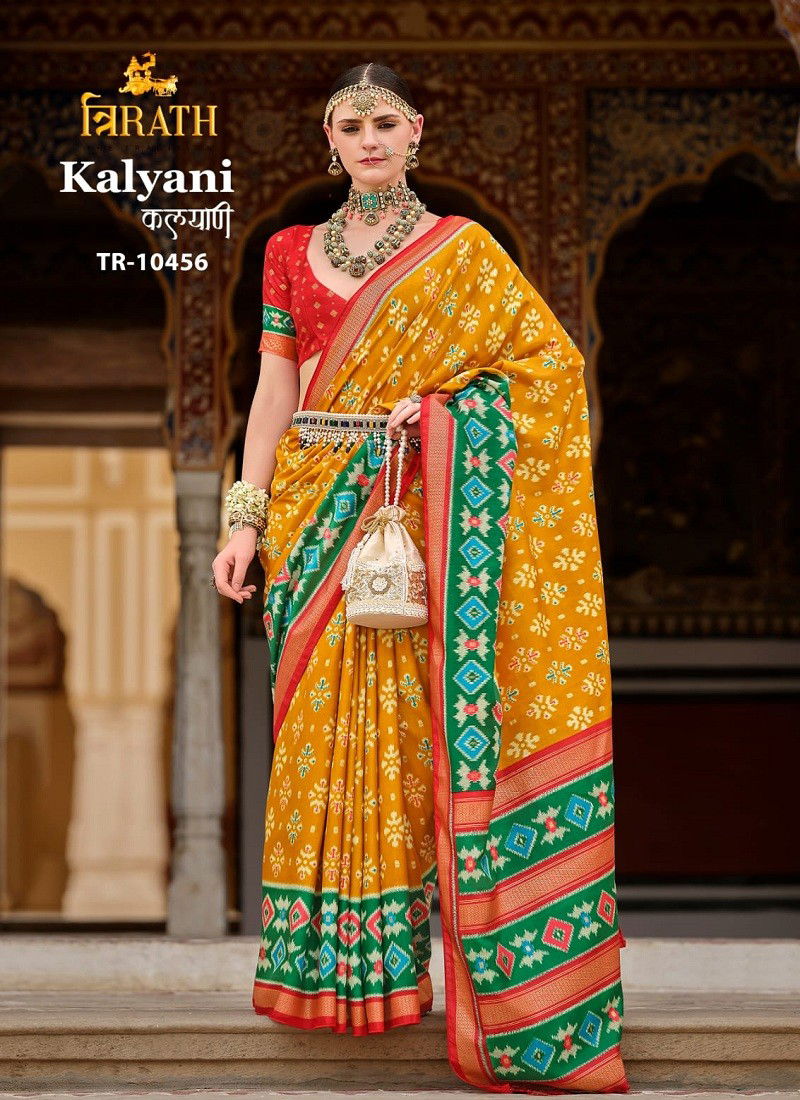 Mustard Multi Colour Kalyani By Trirath Sigma Silk Wedding Wear Saree Exporters In India TR-10456