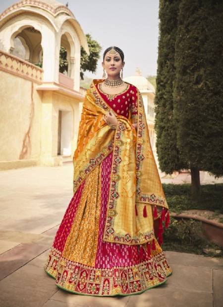 Mustard Multi Colour Tathstu Hit Collection Wedding Wear Silk Lehenga Wholesale Market In Surat 5001