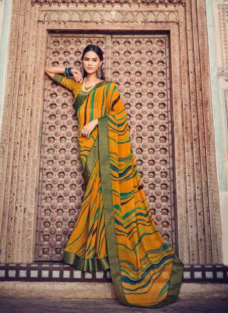 Mustard Yellow Colour Jalsa Vol 6 By Vipul Georgette Printed Daily Wear Sarees Wholesale Price In Surat 75602