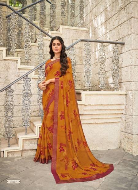 Mustard Yellow Colour Jaymala Vol 3 By Vipul Georgette Printed Daily Wear Sarees Wholesale Online 75007