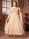 N F Gown 024 Long Goergette With Embroidery Work Gown Wholesale Price In Surat N F G 782 PEACH.jpg