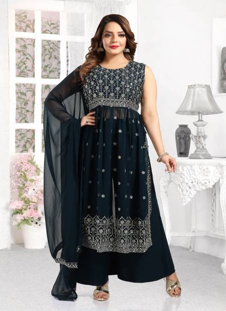 N F Z 815 BLUE PLAZO 010 Georgette Readymade Suits Catalog