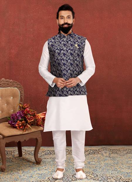 YELLOW FLORAL PRINT NEHRU JACKET & CREAM COLOR KURTA PAJAMA SET – creafina