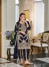 Navy Blue Aahana By Eba Heavy Wedding Wear Readymade Suits Dhoti Wholesale Price In Surat 1674
