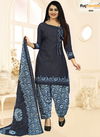 Navy Blue Anamika Cotton Dress Material Catalog 4084