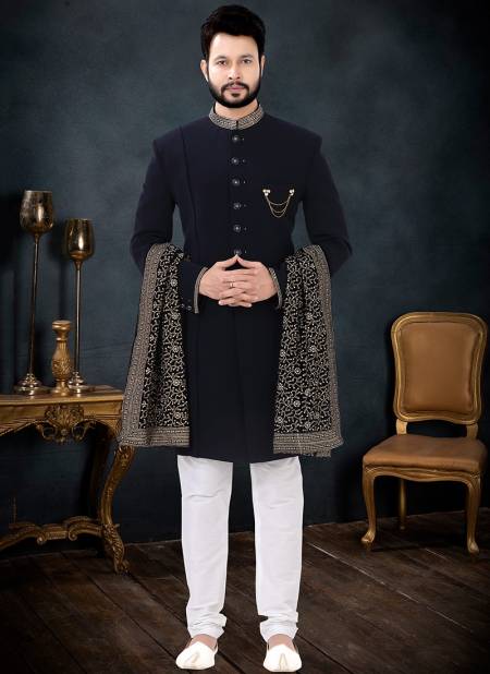 Navy Blue And Colour Function Wear Mens Wholesale Indo Western 1715