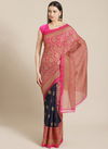 Navy Blue Bhagalpuri Saree 6