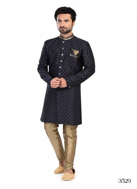 Navy Blue Colour 1646 2 Function Wear Mens Indo Western Surat Wholesale Market 3529