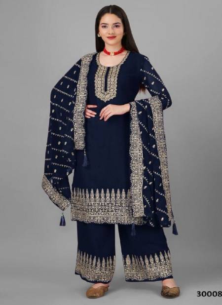 Navy Blue Colour Aarti By Biva Georgette Suits Catalog 30008