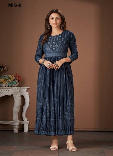 Navy Blue Colour Amoha Mig 1 To Mig 11 Gown Catalog Mig 8