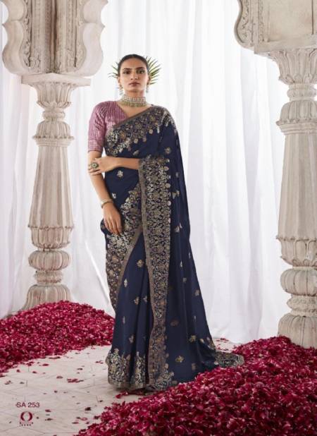 Navy Blue Colour Asiyana By Kimora Silk Designer Wedding Wear Saree Catalog SA-253