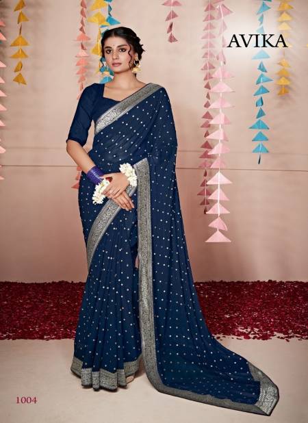 Navy Blue Colour Avika By Stavan Heavy Weightless Party Wear Sarees Wholesale Market In Surat 1004