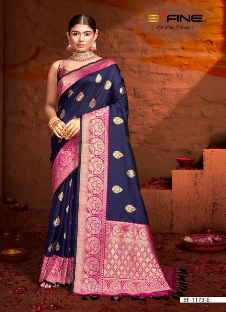 Navy Blue Colour B Fine Joshita Silk Wedding Wear Saree Wholesale Shop In Surat BF-1173-E